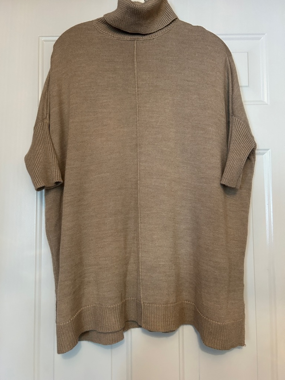 LTD Lux SS Oversized Turtleneck Sweater M Tan Wool Blend Minimalist Like New